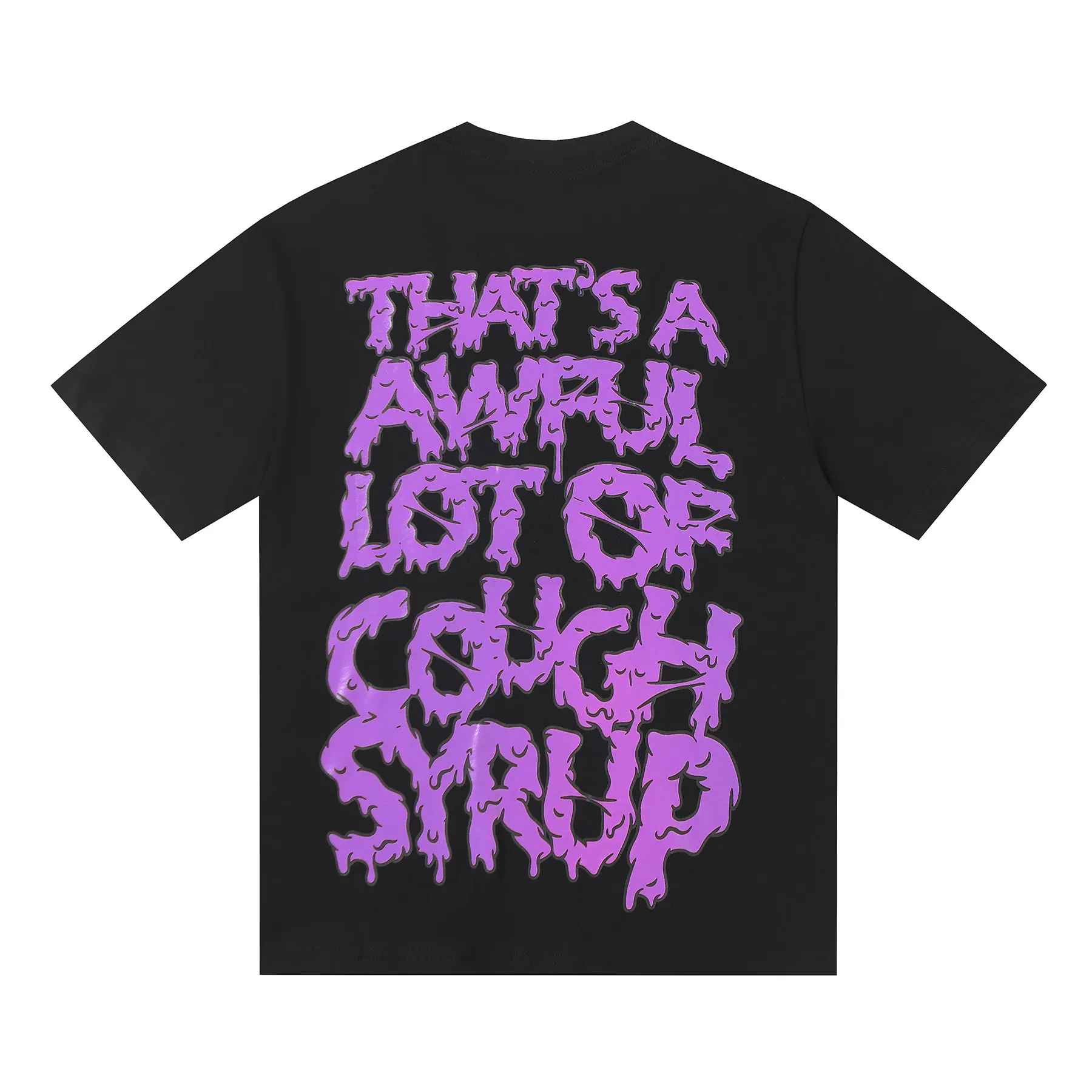 #Black I THAT'S A AWFUL LOT OF COUGH SYRUP In Stock Real shot American simple trendy brand loose casual T-shirt Fabric (fabric): 32 counts Weight combed double yarn pure cotton Sizes (size): S-M L X L Color (colour): Black